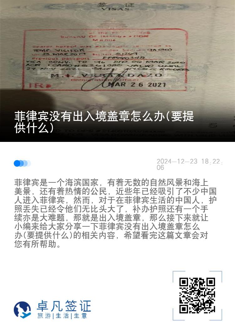 菲律宾没有出入境盖章怎么办(要提供什么)